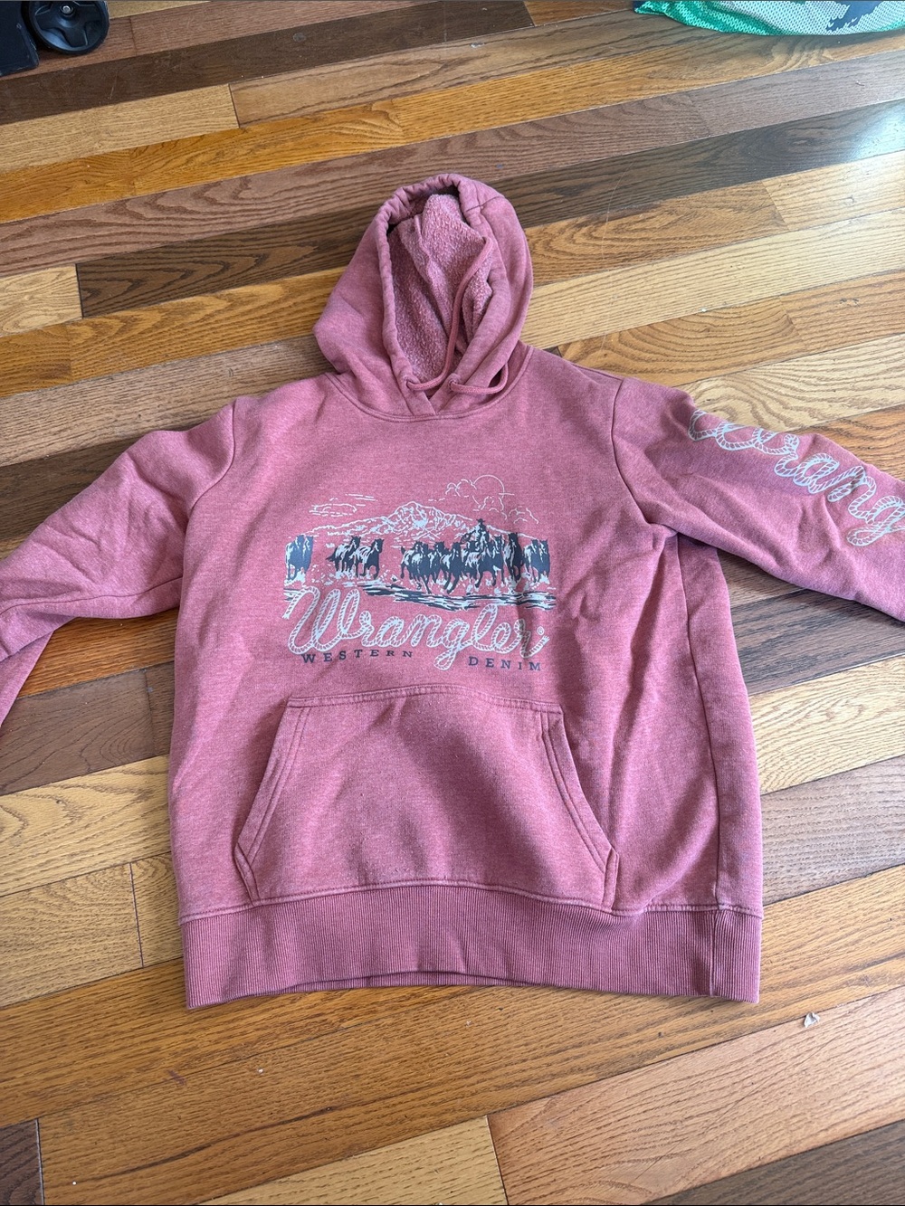 Wrangler Pink Western Denim Graphic Hoodie
